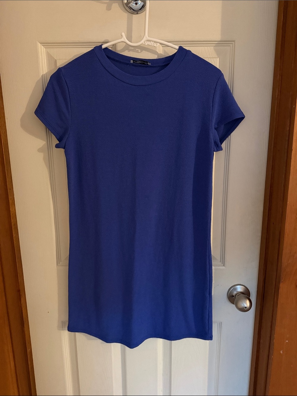 Women's Short Sleeve Crewneck Mini Dress in Royal Blue